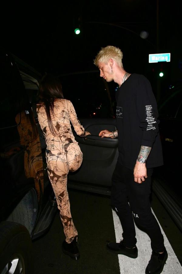 Chantel Jeffries sexy ass in a see through pant suit seen by paparazzi with Machine Gun Kelly.









