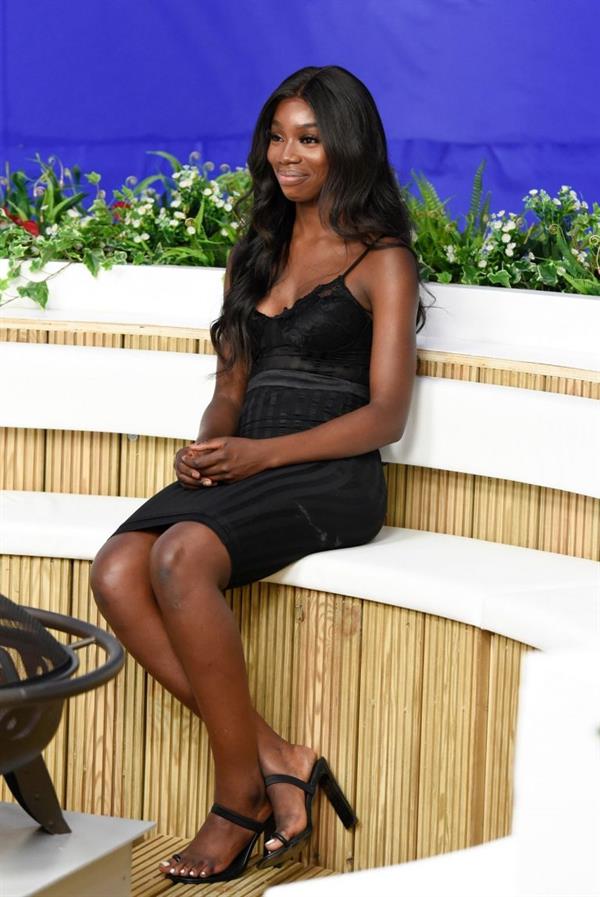 Yewande Biala from Love Island sexy in a tight black dress on  I Saw It First HQ .















