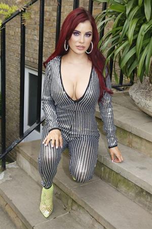 Carla Howe braless boobs showing nice cleavage in London.




