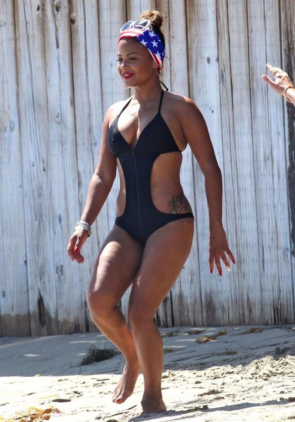 Christina Milian at the beach