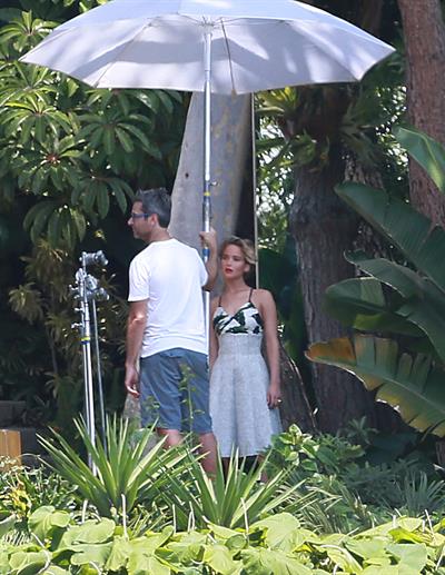 Jennifer Lawrence on Hunger Games set