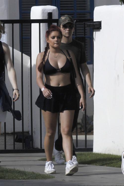 Ariel Winter paparazzi pictures in black bikini top and short skirt
