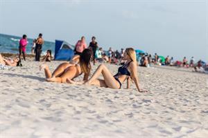 Claudia Romani and Lucia Luciano seen at the beach in a sexy ass thong bikini also showing nice cleavage seen by paparazzi.














