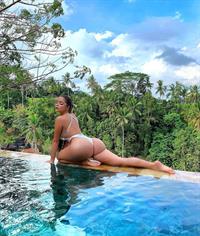 Demi Rose sexy ass booty and boobs showing nice cleavage and underboob in a playboy thong swimsuit photo shoot.





