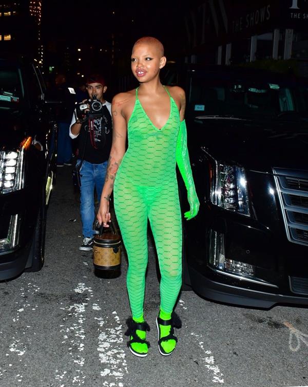 Slick Woods braless boobs in a see through dress showing off her tits and thong panties seen by paparazzi.




































