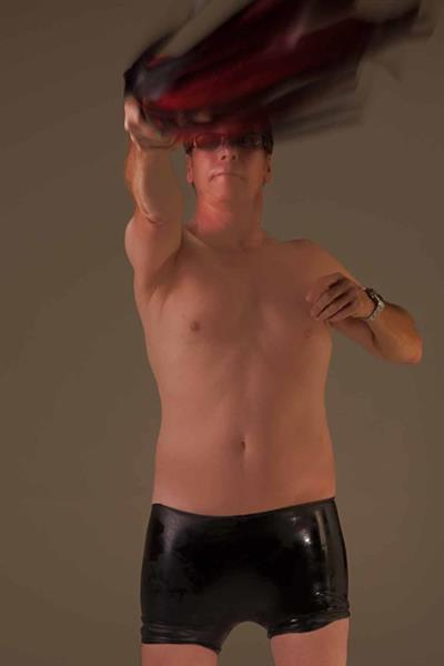 Warming up the floggers before dungeon play!