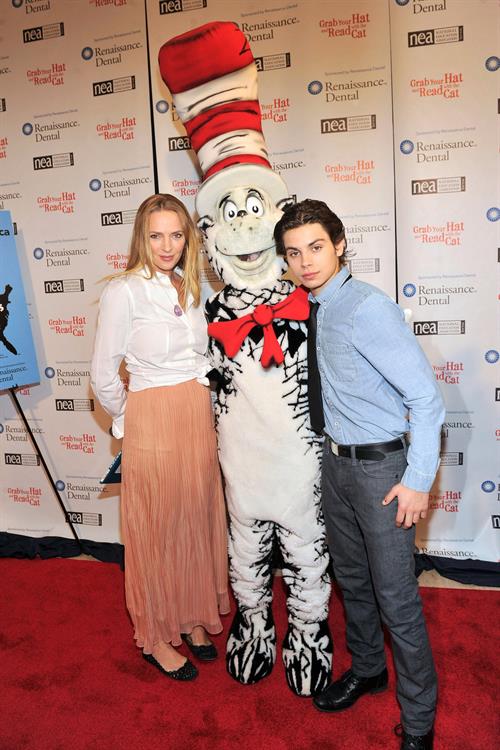 Uma Thurman joins Cat In The Hat On NEA's Read Across America Day at New York Public Library (01.03.0213) 