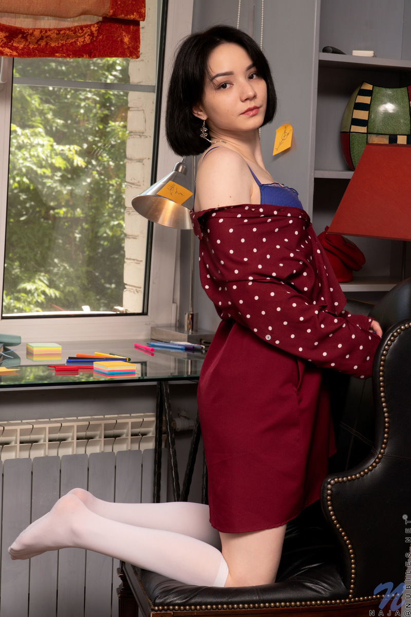 Although Naja dresses up nicely in cute but sexy outfits, this horny Russian is never shy about peeling off her clothes and letting you see her secrets. From sheer thongs to cute bras, she loves her sensual underwear. Even more than that, she loves the way her hands feel fondling her boobs and bare clit.