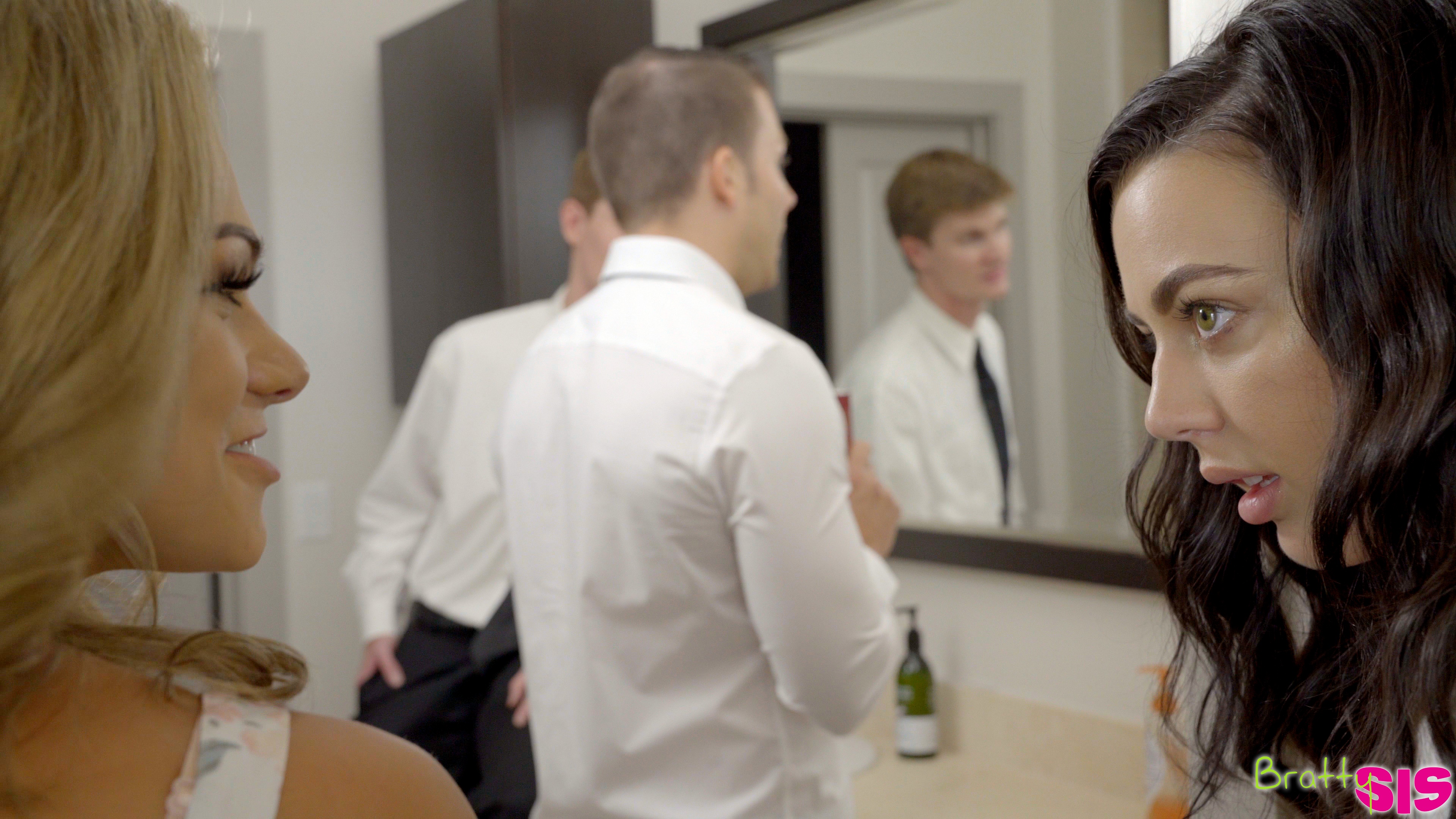 Slutty coeds Ms Faris and Whitney Wright tease and flirt their way to a Mormon threeway that fucks the evil out of them