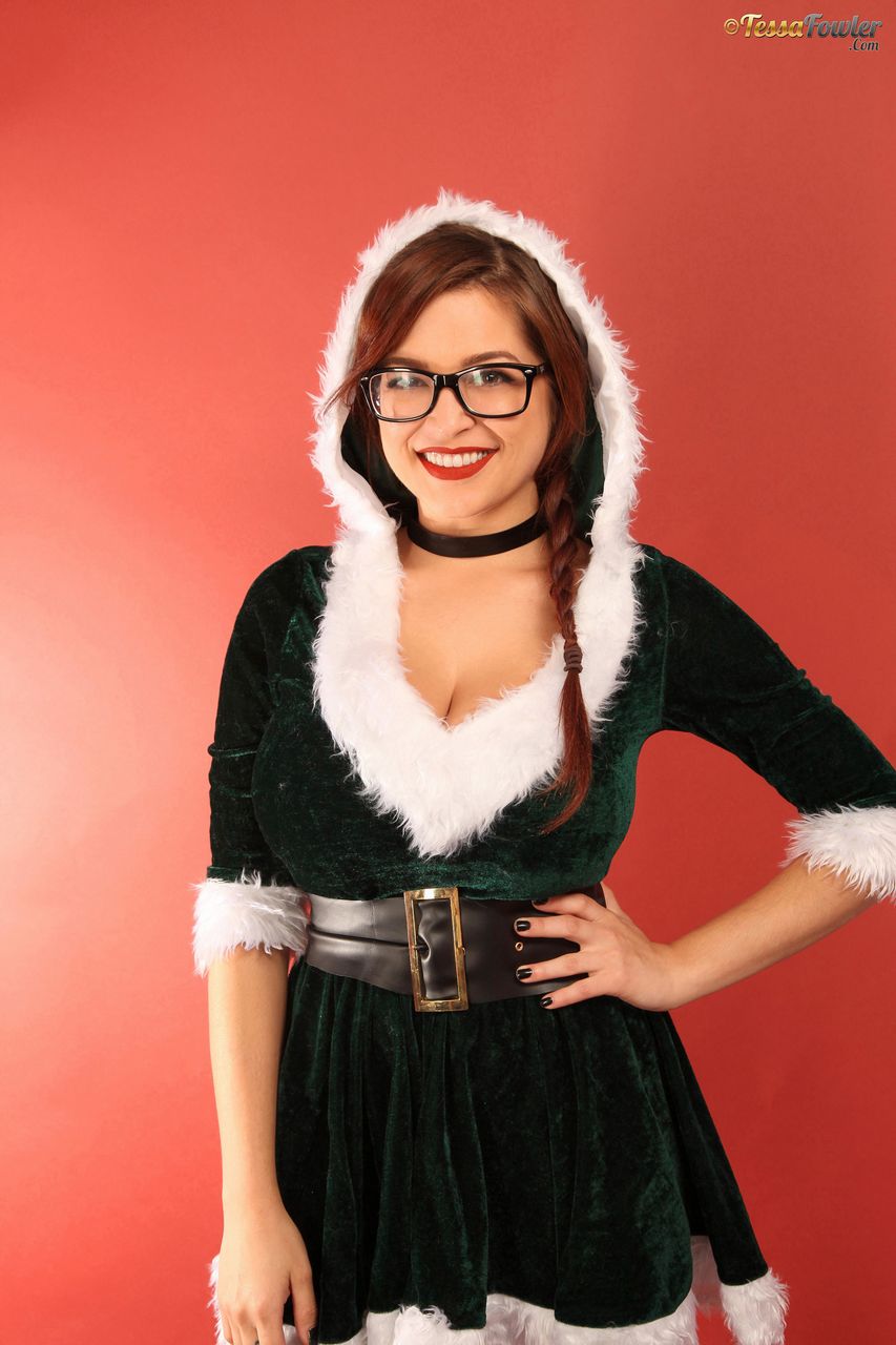 Busty Babe Tessa Lovely in Her Christmas Velvet Outfit
