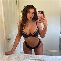 Anastasia Karanikolaou boobs showing nice cleavage with her big tits in sexy lingerie modelling matching bra and panties for savage x fenty.