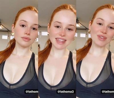 Madelaine Petsch nip slip wardrobe malfunction accidentally flashing her tits in a sports bra after working out.
