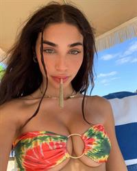 Chantel Jeffries boobs showing nice cleavage with her big tits in a sexy little bikini smoking weed at the beach.
