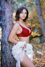 Dhzili in Red Lingerie