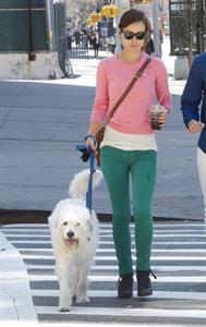 Olivia Wilde walking her dog with a friend in New York City - April 8, 2013 