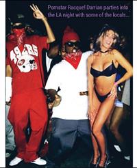 Pornstar Racquel Darrian at rap star's LA party. Fan fucking. Black guy. Fuck a fan. Escort. Ho. Penthouse Pet, mudshark, interracial. Stripper, basketball team, fucked. Thugs. Compton. Skank, ho. Black breeding candidate 
