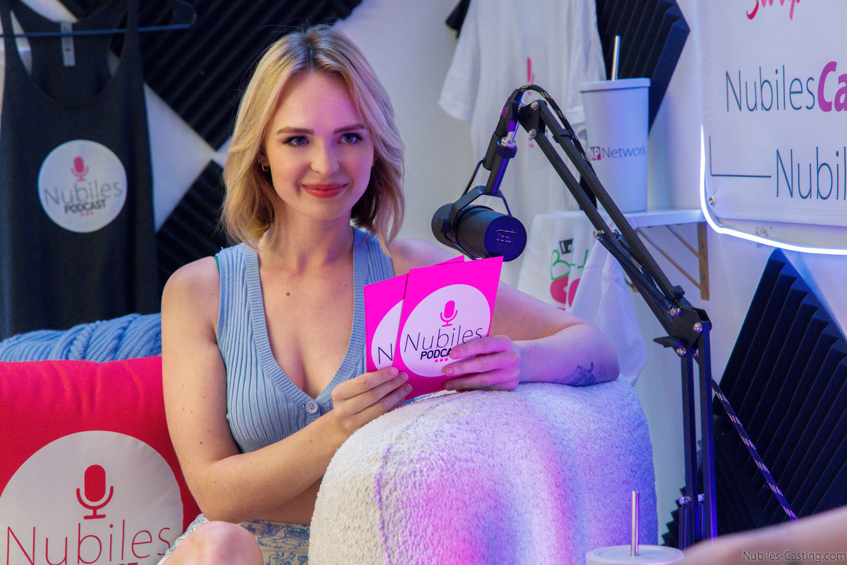 Lilly Bell helps Tiny Rhea role play until both girls are totally into a threesome with their male podcast costar