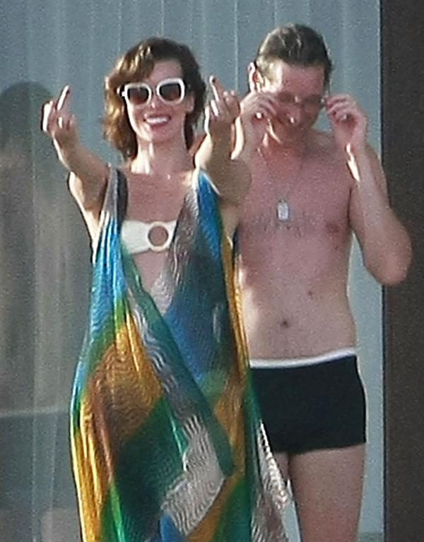 Milla Jovovich in a bikini